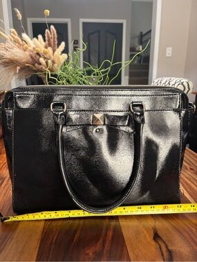 Kate Spade Black Patent Leather Structured Tote Bag